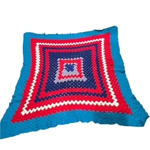 Vintage multicolored granny square afghan